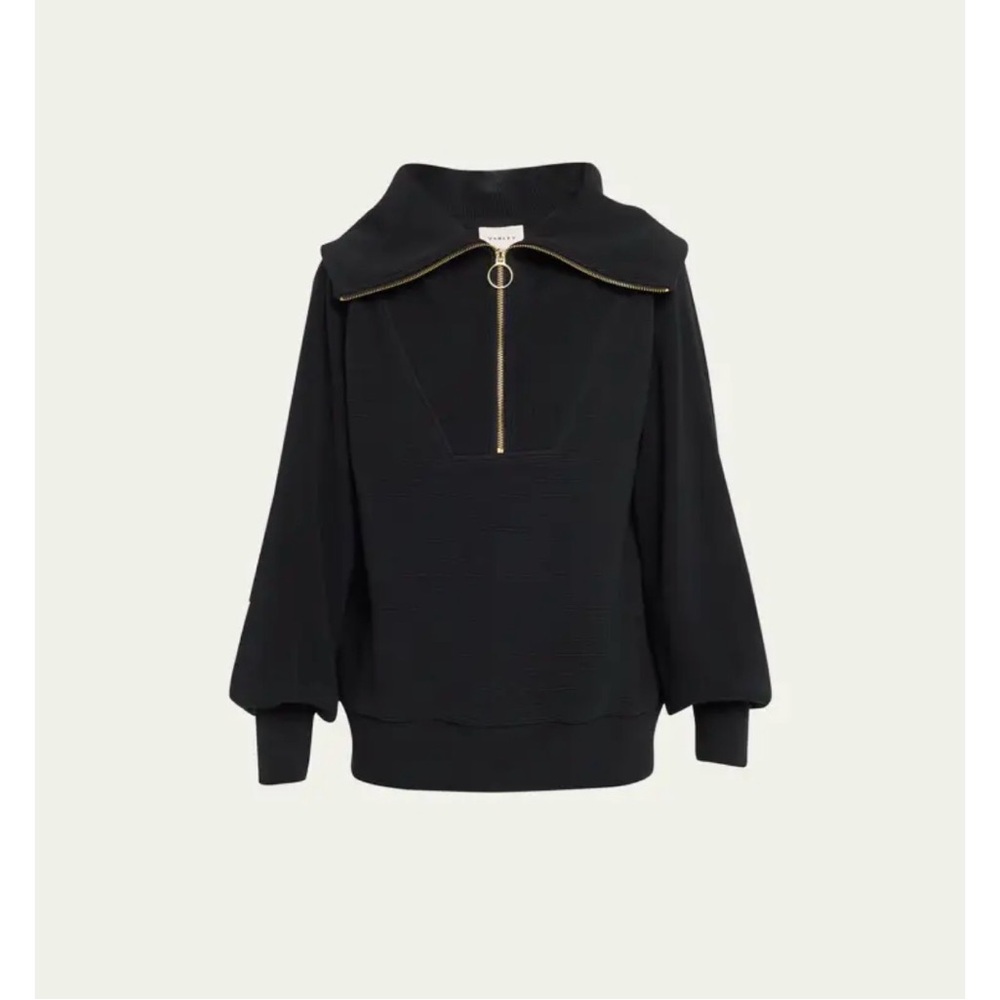 Varley Vine hall zip wide collar sweatshirt black gold zipper size L